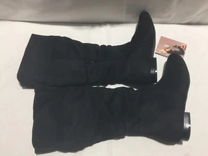 P50 DREAM PAIRS Wide Calf Flat Knee High Boots Black Womens Size 9 - Picture 1 of 6