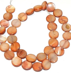 "Moneda redonda MP632 marrón cacao 12 mm madre perla cáscara cuentas de piedras preciosas 15" - Imagen 1 de 1