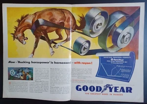 1953 Good Year Tire Vintage 2-Page Print Ad 1950s Rubber Harnessed Horsepower - Picture 1 of 1