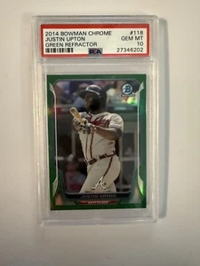 2014 Bowman Chrome Juston Upton #118 Green Refractor /75 PSA 10 Braves Mariners - Picture 1 of 6