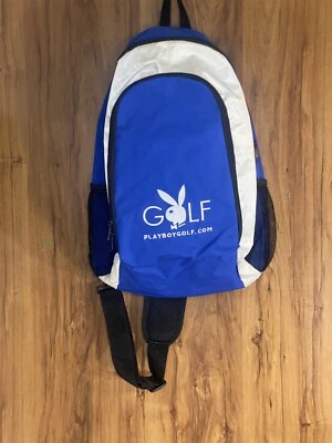 Mochila Playboy Golf Slingback azul y blanco con una correa Foto 1 de 4
