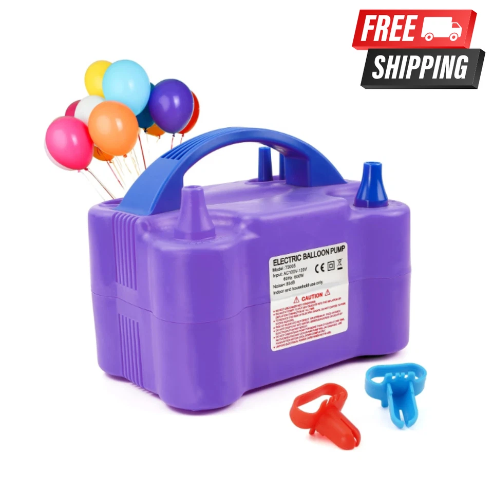 Electric Air Balloon Pump Portable Dual Nozzle Electric Balloon Inflator - Image 1 of 4
