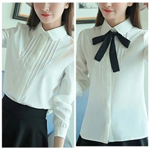 Women's Lolita Collar Button Blouse Bowknot Long sleeve Casual Shirt - Picture 1 of 5