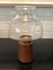 DANSK DESIGNS Teakwood, Brass & Glass Hurricane Candle Holder Lamp Thailand
