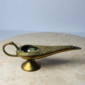 Vintage Solid Brass Aladdin Genie Lamp Incense Holder Burner Korea - Picture 1 of 12