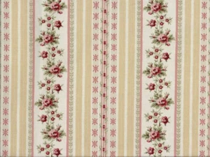 Sold By Pair  2 drapes   Authentic French Provence Floral Lisere Print Stripe - Picture 1 of 3