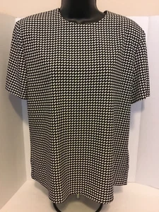 Le Suit Tops Womens Size 8P Houndstooth Short Sleeve Blouse Petite - Picture 1 of 6