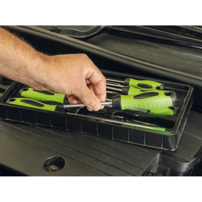 (SBS) Sealey Tools 8Pce HiViz BRIGHT Green Screwdriver Set Flat Pozi Phillips - Image 1 of 4