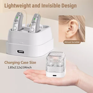 Rechargeable Hearing Aid For Severe Hearing Loss With Magnetic Charging Case - Picture 1 of 14