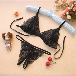 ¡VENTA CERRADA!! 2 piezas Sexy Sujetador de pecho abierto negro para damas y Sexy Bragas sin entrepierna - Imagen 1 de 1