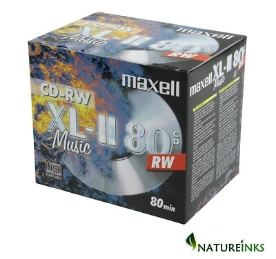 10 Maxell Audio CD-RW Jewel Case ReWritable Recordable Blank Music 80 Min Disc - Image 1 of 2