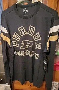 Purdue Boilermakers Shirt Mens Large Black Long Sleeve '47 brand NWT - Picture 1 of 7