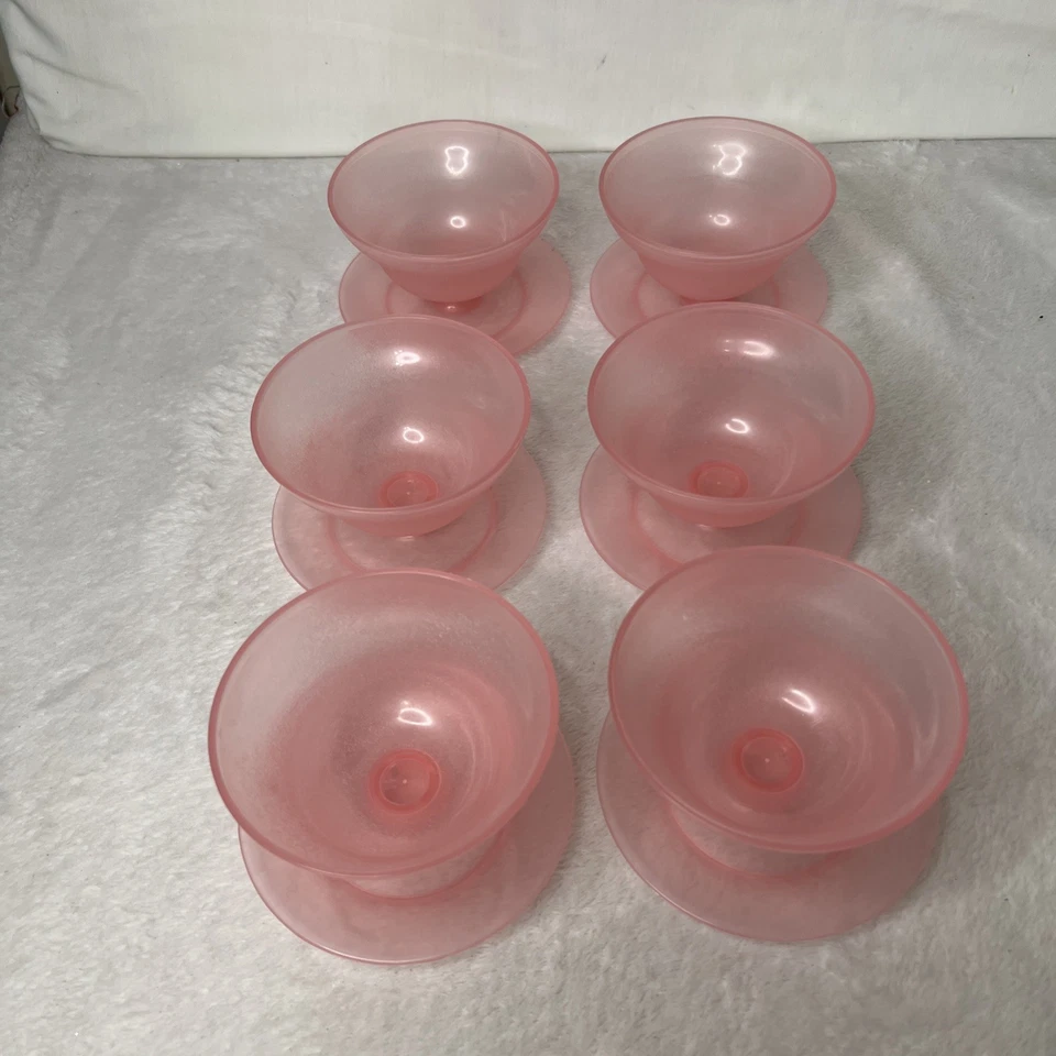 Lot 6 Vintage Tupperware PINK Dessert Sundae Cups Retro Kitchen Pedestal - Image 1 of 4