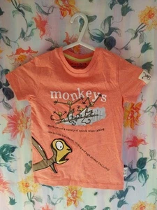 Roald Dahl M&S Natural History Museum Monkeys Orange Tshirt 3-4 Years - Picture 1 of 13