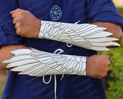 Armadura de caballero samurai medieval, brazaletes de alas de cuero vikingo, juegos con disfraces Ren Faire Foto 1 de 4