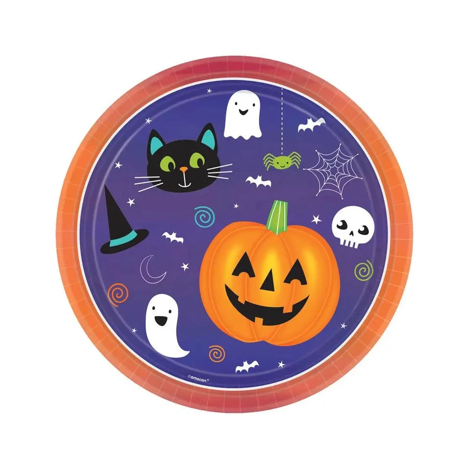 8 Teller Hallo-ween Friends rund Papier - Bild 1 von 1
