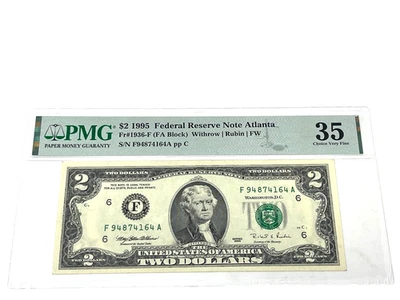 1995 $2 Two Dollars, FEDERAL RESERVE NOTE Atlanta' PMG 35 Choice Very Fine (#7) - Image 1 of 2