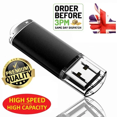 1TB/2TB Memory Stick USB High Speed Flash Pen Thumb Drive Black For PC/Mac ETC