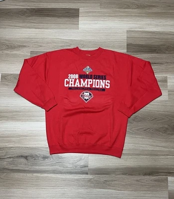 NWOT 2008 Philadelphia Phillies World Series Champions Red Crewneck Men SZ L - Image 1 of 4