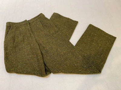 Pantalones para mujer Valentino tweed plisados de lana 6 verdes con manchas multicolores Foto 1 de 4