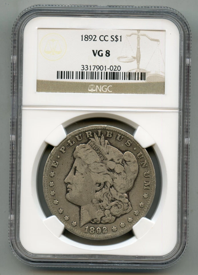 1892 CC Morgan Silver Dollar NGC VG 8 - Image 1 of 4
