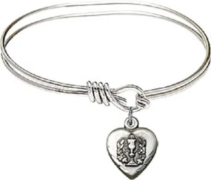 5.75 inch Bangle Bracelet W/ First Communion Heart Charm Bliss NEW - Picture 1 of 1