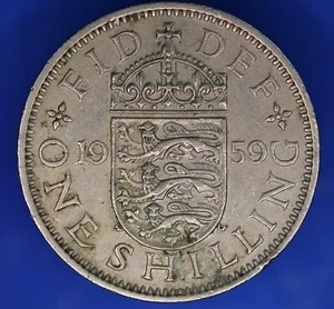 1959 Elizabeth II Scottish Shilling Münze SELTENES DATUM [31147] - Bild 1 von 2