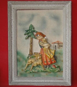 VERY RARE VTG PLASTER CHALKWARE PICTURE MIZRACHI & SONS ISRAEL (אחים מזרחי ) - Picture 1 of 12