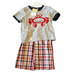 Carter's Jungen Hai Krabbe kariert Hemd Hose Pyjama Set Kleinkind Neu mit Etikett Größe 2T - Bild 1 von 3