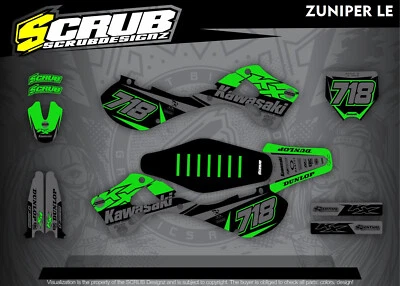 Gráficos + Funda Asiento Kawasaki KX125 KX250 1999 2000 2001 2002 Calcomanías Adhesivas Foto 1 de 4