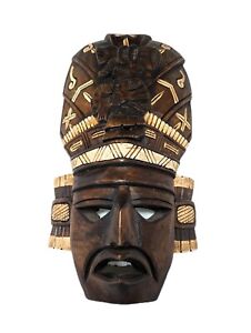WOODEN MASK WALL ART MAYAN INCA AZTEC carved WALL HANGING DECOR totem tribal