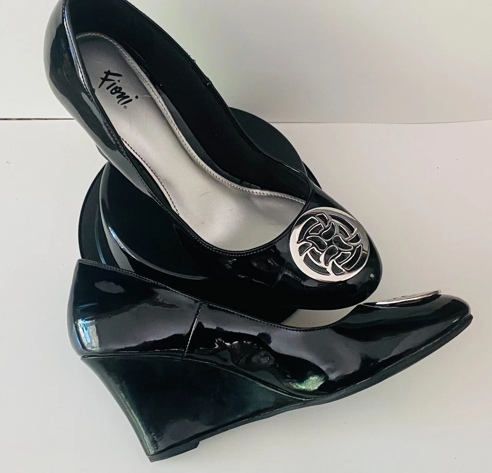 Fioni Black Wedge Heels   - Image 1 of 1