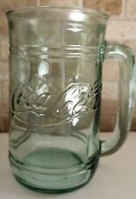 VINTAGE COCA COLA Embossed Green Glass Mug or Cup 5.5" tall - Free Ship