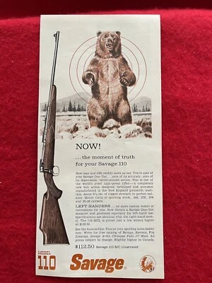 Anuncio impreso vintage 1959 Savage modelo 110 anuncio de rifle de alta potencia Foto 1 de 4