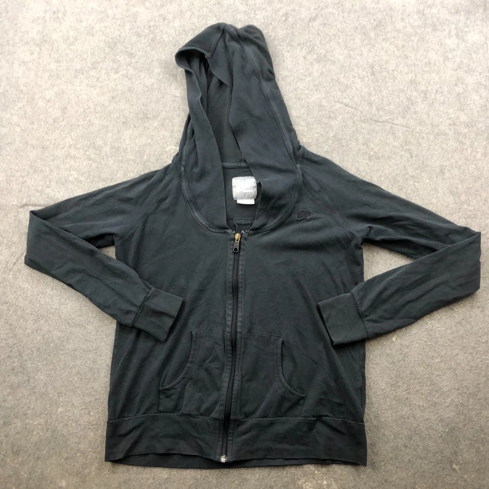 Vintage Nike Hoodie Womens Medium Black Full Zip Hooded Hiking Embroidered Y2K - Image 1 of 4