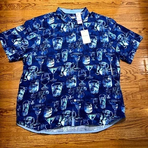 NEW Tommy Bahama Shirt Mens 2XL XXL Blue Bar none Deep Space Cocktail print Tops - Picture 1 of 9