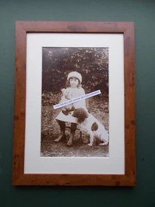 OLD PHOTO'S FRAMED - CHILD WITH SPANIEL - Picture 1 of 1