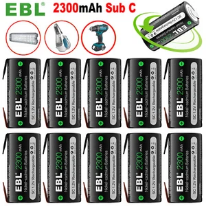 Lot EBL SC Sub C NiCd Rechargeable Batteries 2300mAh Tap Cell Power Tool Battery - Picture 1 of 22