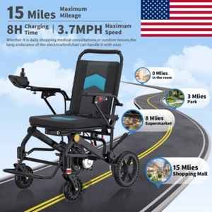 Lightweight Foldable Electric Wheelchair Mobility 24V 12A Powerchair All Terrain - Picture 1 of 11