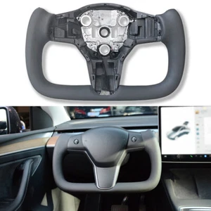 Black Yoke Steering Wheel Heating Leather for Tesla Model 3 & Y - Bild 1 von 9