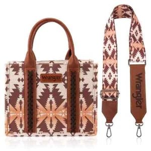 Wrangler Southwestern Aztec Print Small Canvas Tote Crossbody Bag Light Coffee - Picture 1 of 4
