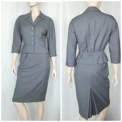 Conjunto de traje falda de lana suave Auckie de colección años 50 | Conjunto de blazer y falda gris S Foto 1 de 4