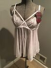 $58 Maidenform Sexy Floral Lace Baby Doll Thong  White Size 36B C8