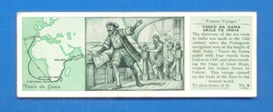 FAMOUS VOYAGES.No.8.VASCO DA GAMA SAILS TO INDIA.TYPHOO TEA CARD 1934