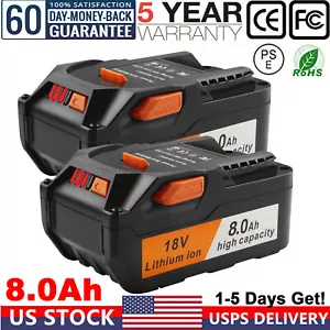 2pack For Ridgid R840085 8.0Ah Li-ion Battery Rigid 18 Volt R840087 Power Tools - Picture 1 of 16