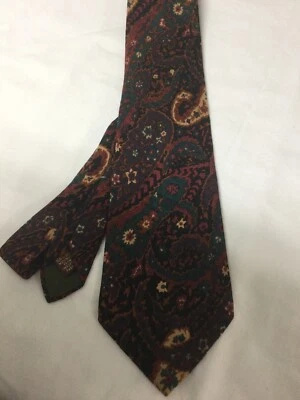 DE COLECCIÓN CHAPS RALPH LAUREN CORBATA PAISLEY PEQUEÑA FLORAL BORGOÑA CIRUELA NEGRO VERDE AZULADO Foto 1 de 4