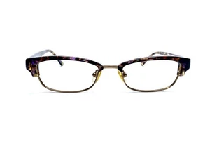New Liz Claiborne Black Purple Gold Rectangular Club Master Glasses 49 17 130 - Picture 1 of 8