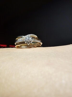 Ladies Two Tone Wedding Set 37 Round Brilliant  Cut Natural  Diamonds  .300ct.wt - Image 1 of 4