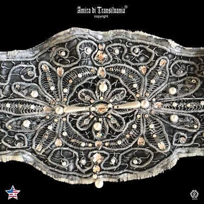 mujer accesorios cinturón italiano lujo pedrería lentejuelas cuentas jeans negro glamour Foto 1 de 4