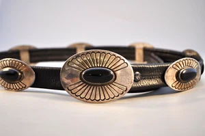 Cintura vintage Gene & Martha Jackson Navajo indiana onice argento sterling concho 40" - Foto 1 di 10